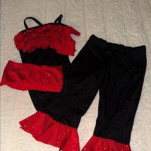 Red and Black Dance Costume Set